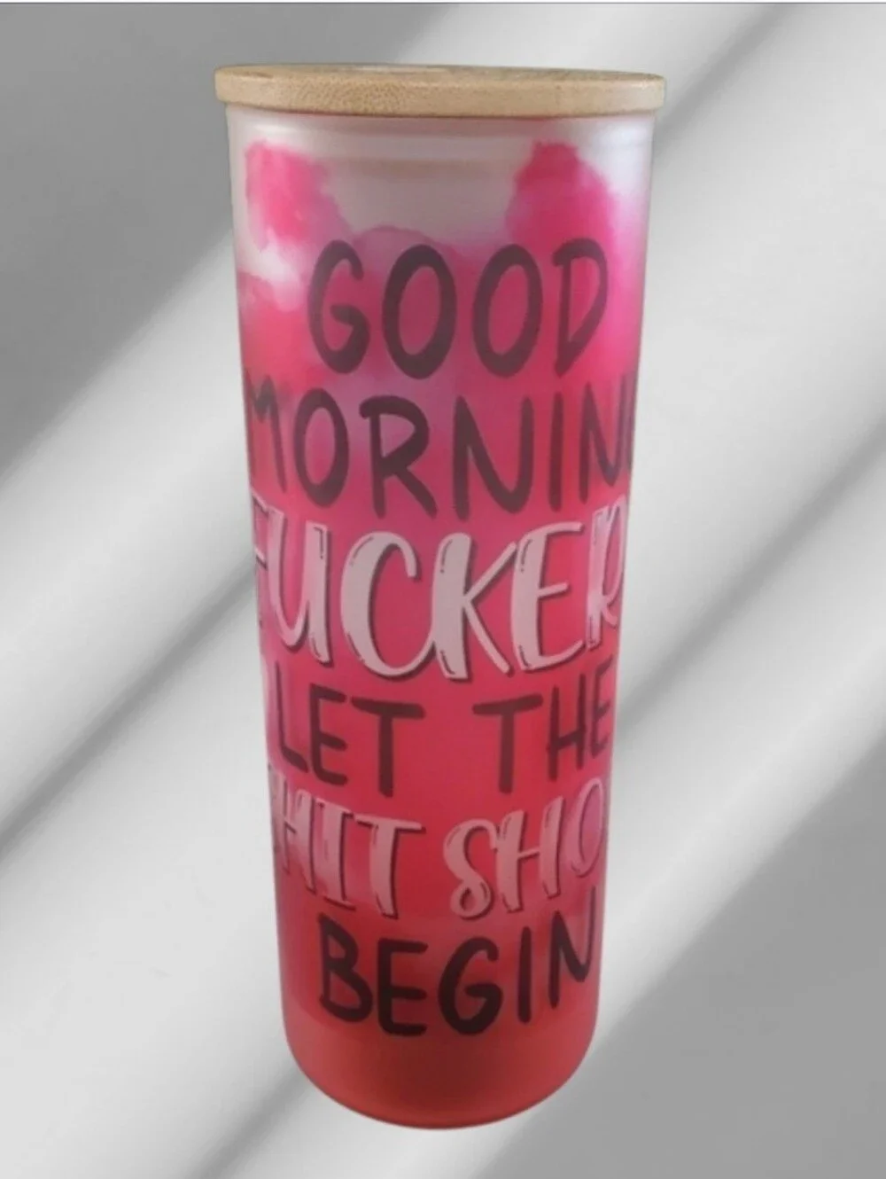 Good Morning Let the SH** Show Begin  20oz Gradient Red Glass Tumbler 🎉sale